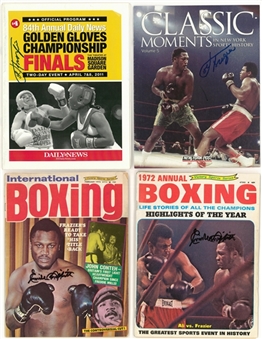 Lot of (24) Vintage Boxing Magazines Signed By Joe Frazier (4) & Emile Griffith (20) (Manager LOA & Beckett PreCert)